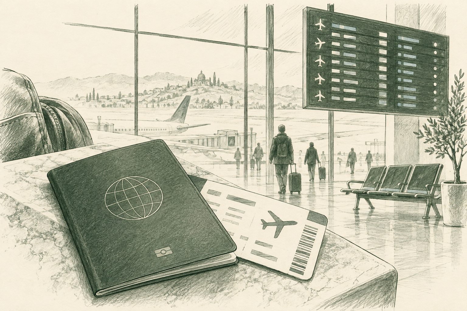 Preparing documents before an airport journey